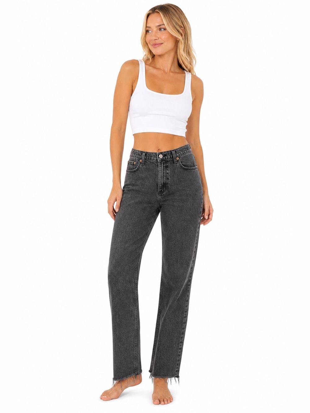 Abercrombie & Fitch 29/8 Baggy Low Rise Women's Straight Leg Jeans Washed Black